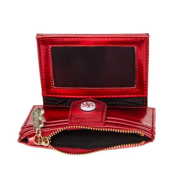 Betsey Johnson Kitsch Holiday Candy Bifold Wallet Red Metallic BJ34415F NWT - Picture 6 of 8